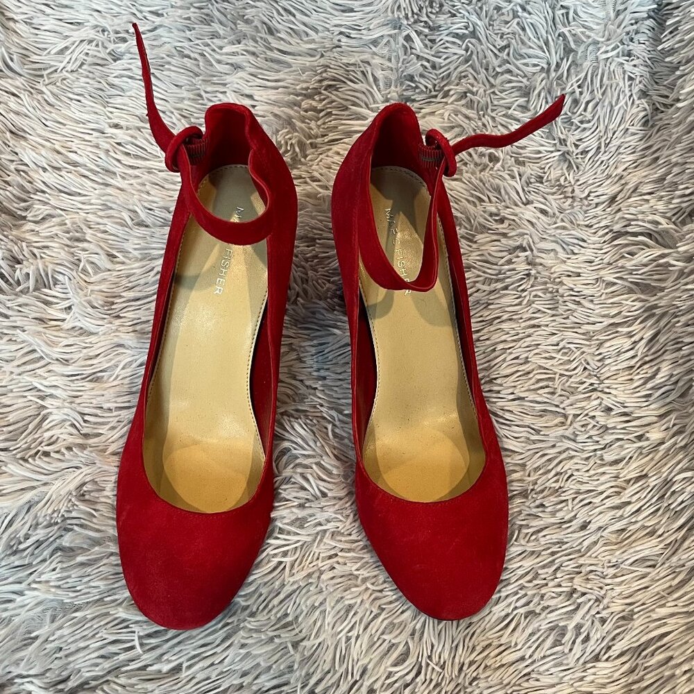 Mark Fisher Red Suede Heels with Strap